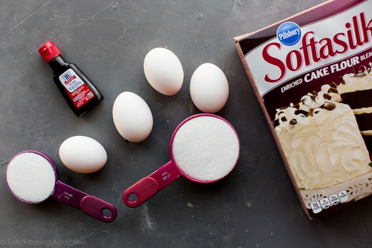 ingredients for strawberries and cream cake roll