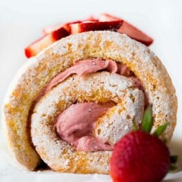 strawberries and cream cake roll
