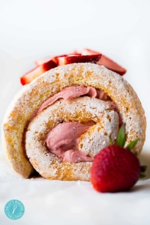 strawberries and cream cake roll
