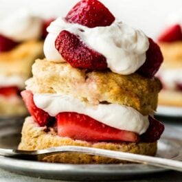 strawberry shortcake on a silver plate