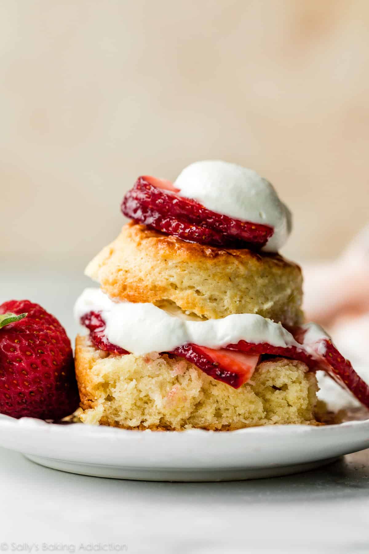 strawberry shortcake with whipped cream on top