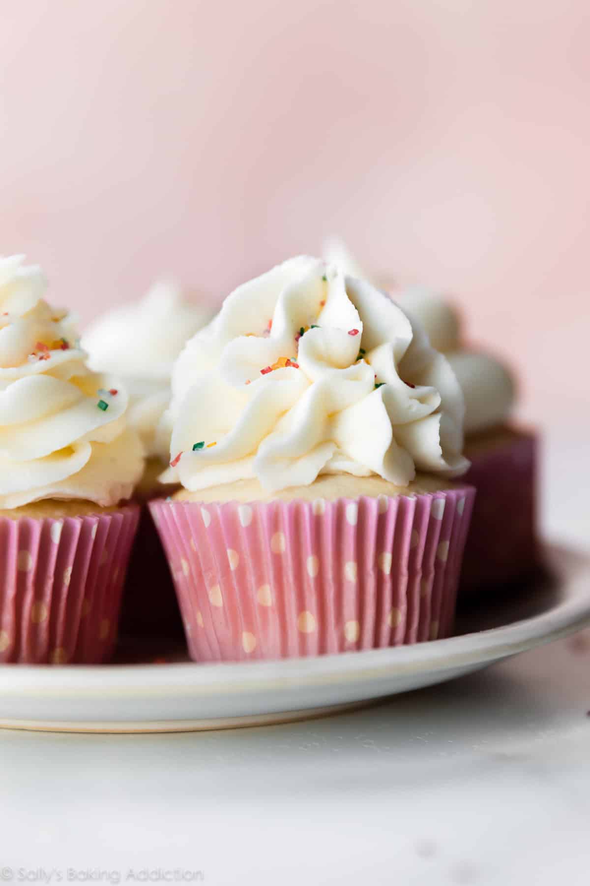 Vanilla buttercream on cupcakes