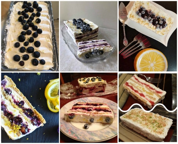 collage of blueberry lemon icebox cakes 2