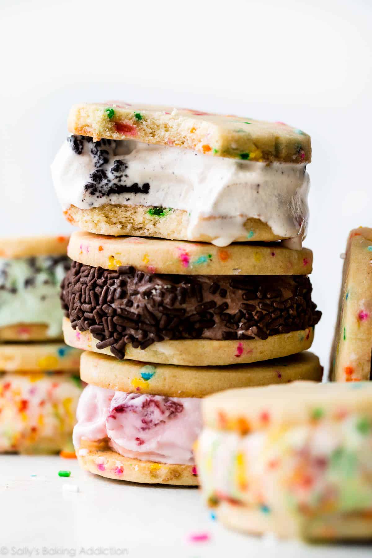 Rainbow Cookie Ice Cream Sandwiches
