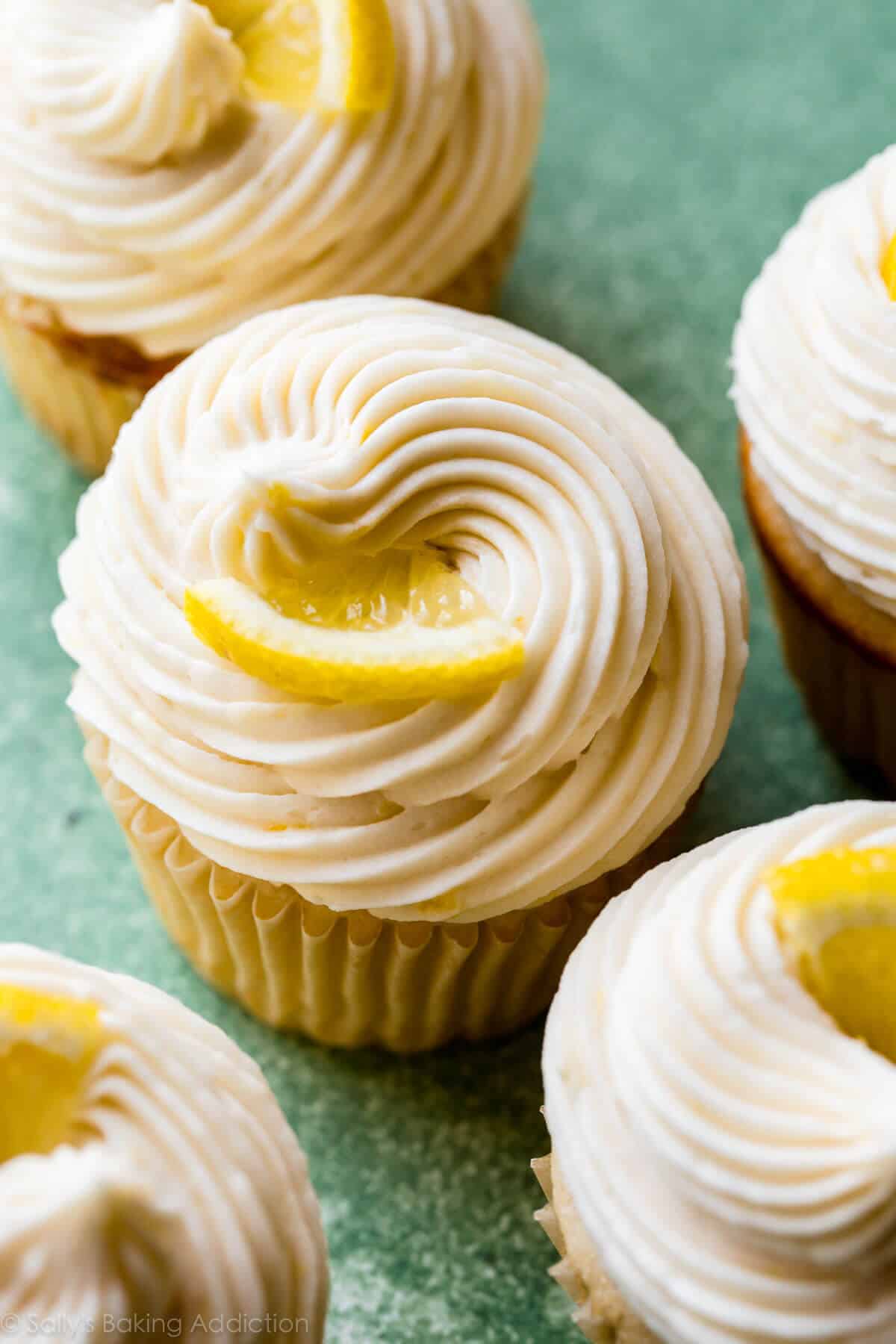 cupcakes with lemon buttercream frosting swirled on top