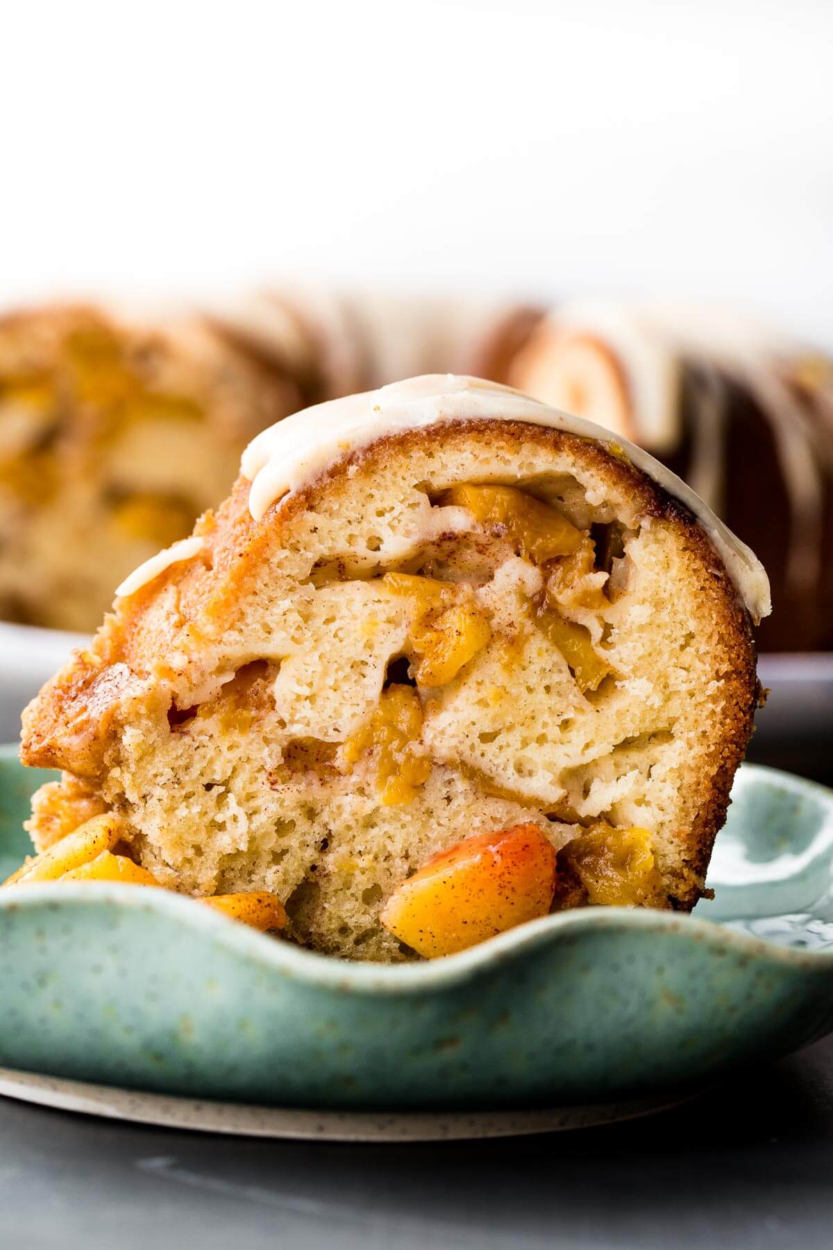 Peach Bundt Cake with Brown Butter Icing