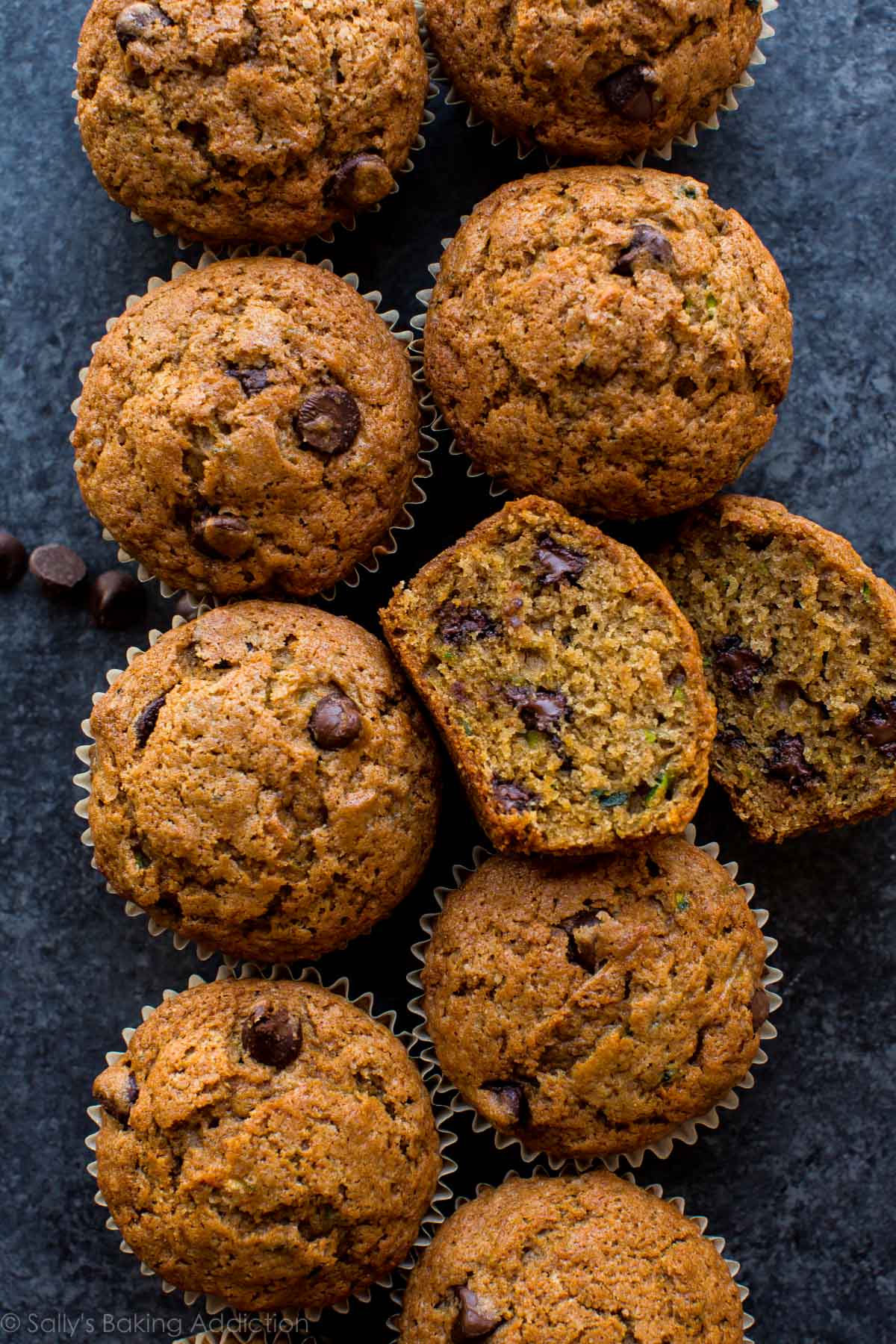 zucchini bread muffins with chocolate chips