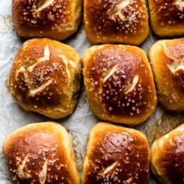 soft pretzel rolls after baking