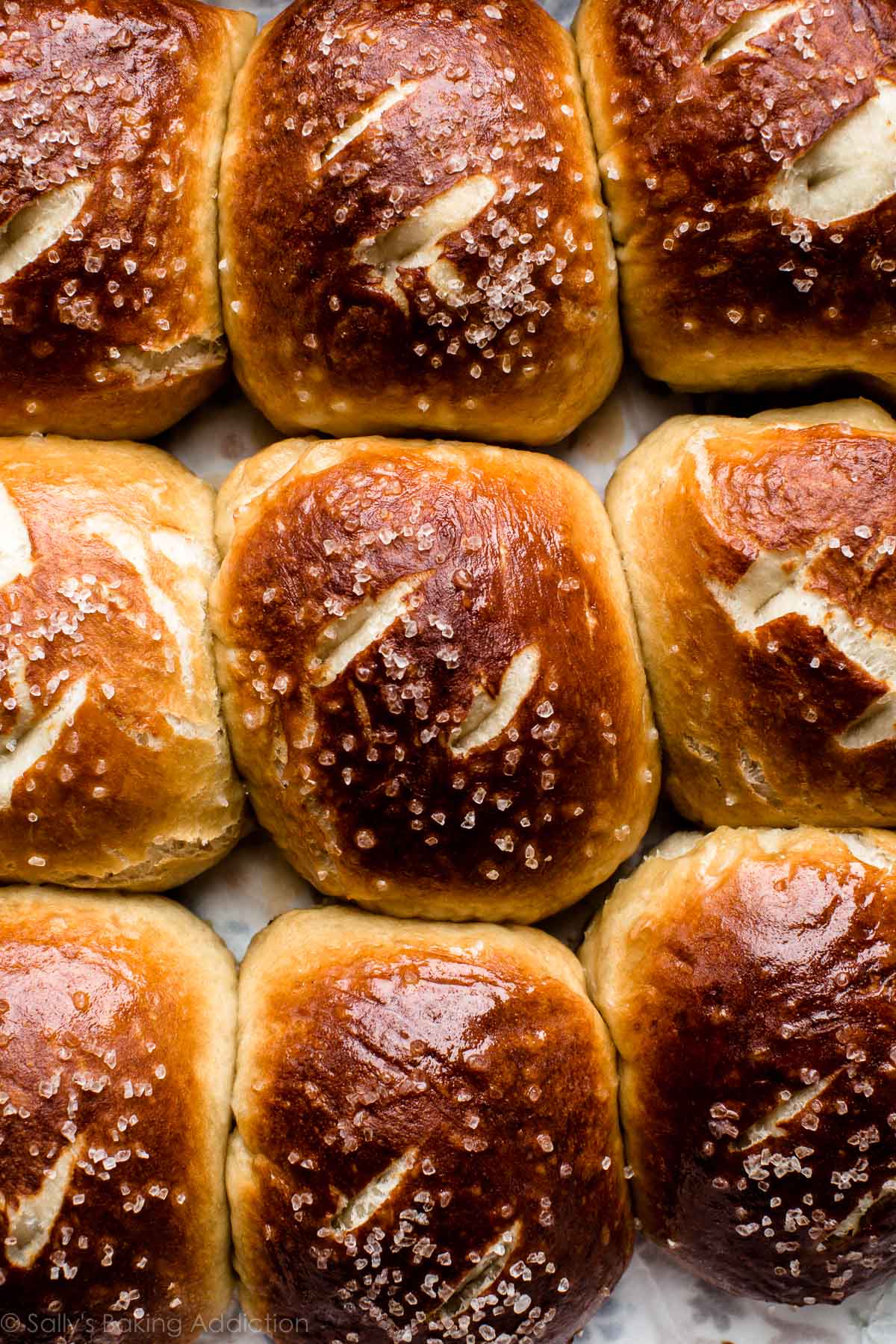 overhead image of soft pretzel rolls