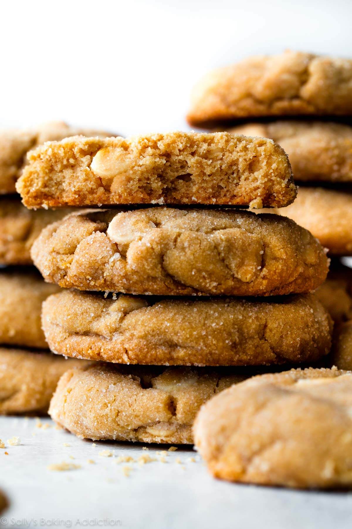 stack of white chocolate peanut butter cookies