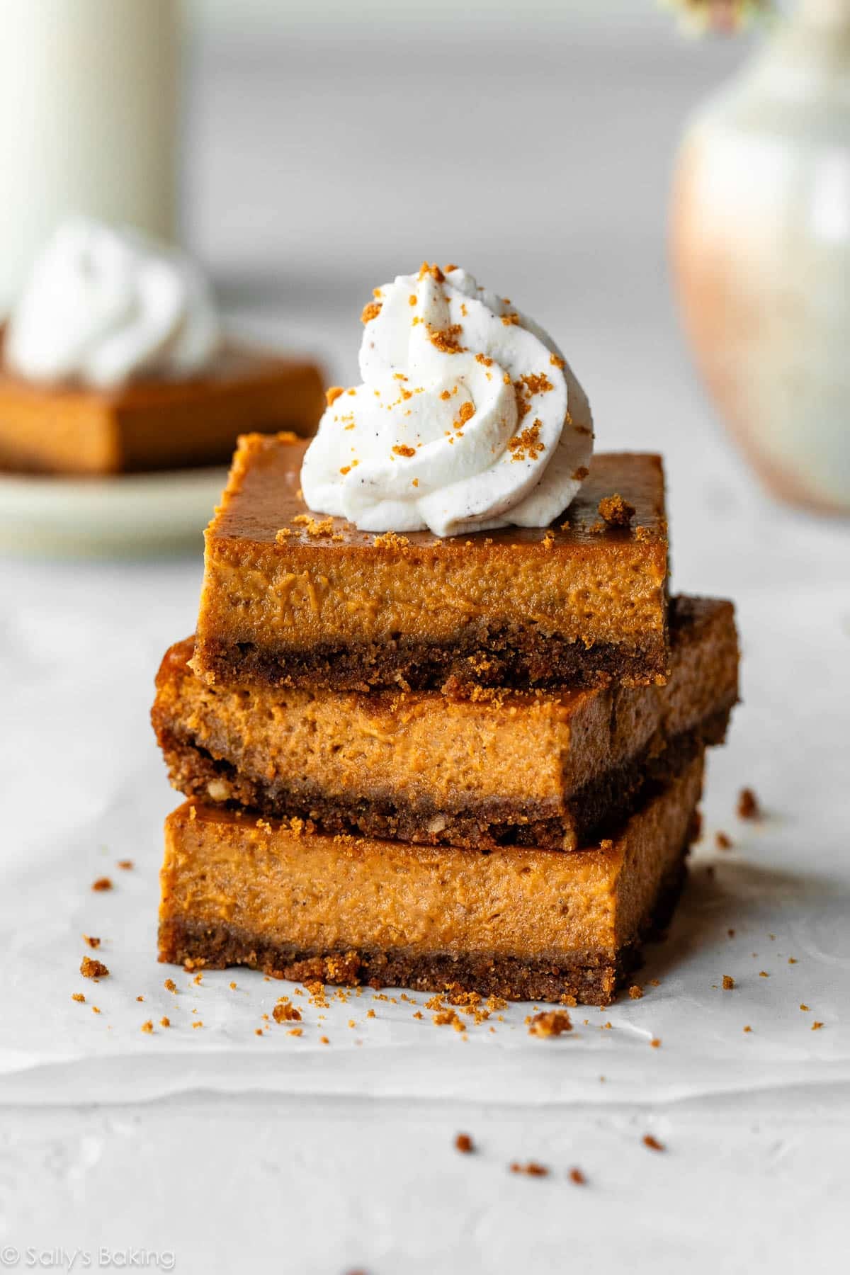 stack of pumpkin pie bars.
