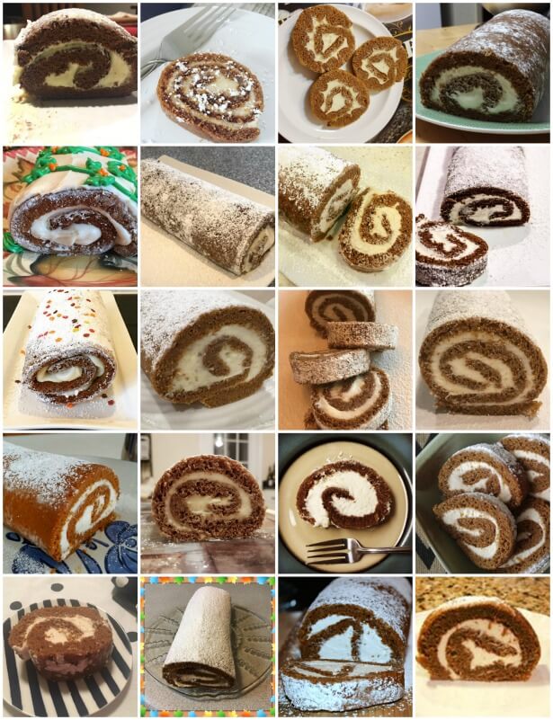collage of pumpkin roll images
