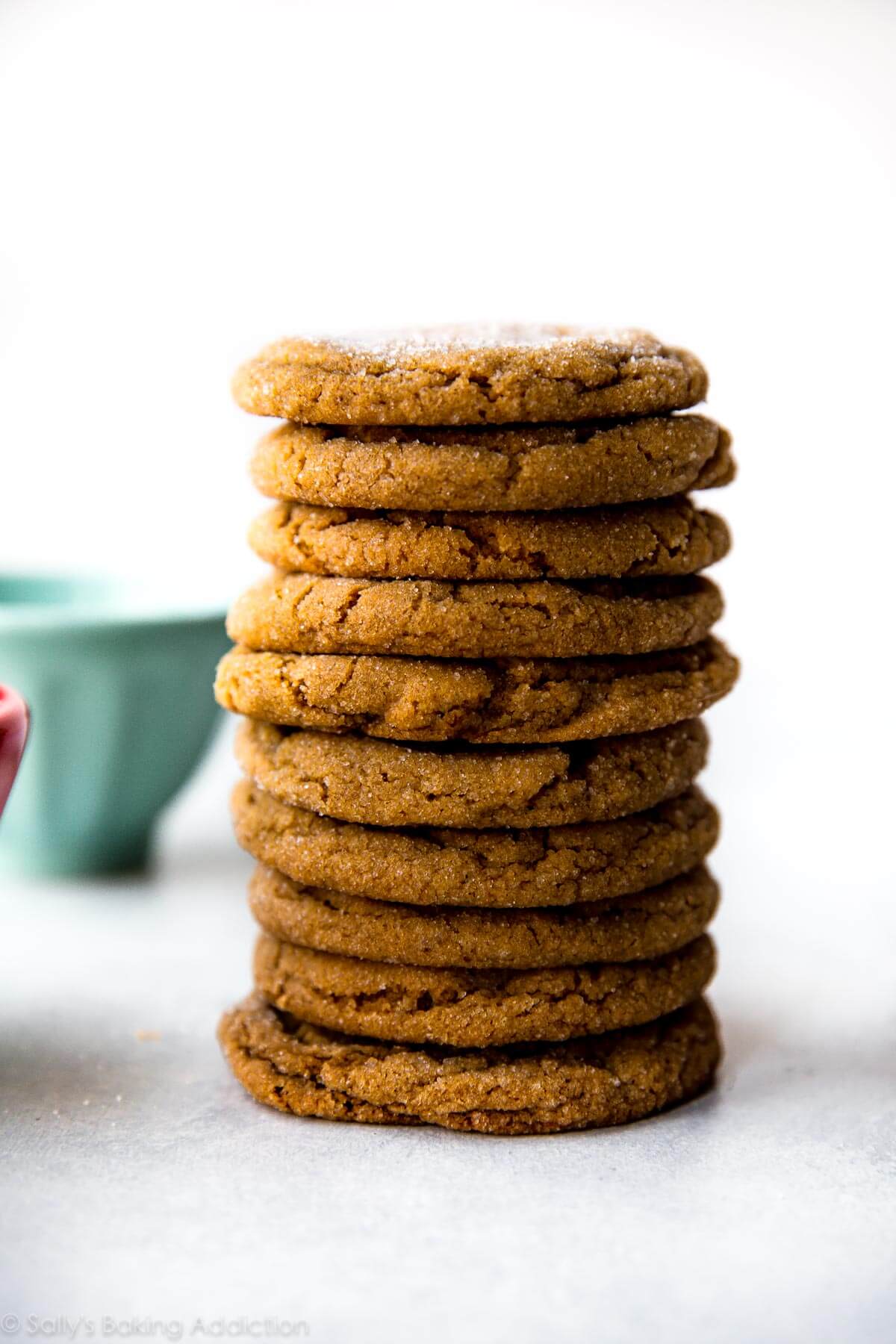 stack of soft molasses cookies