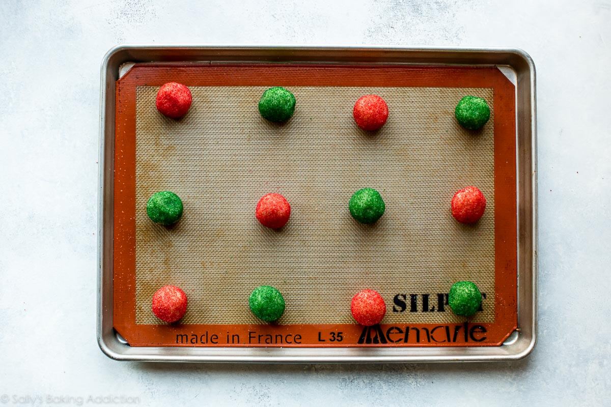 drop sugar cookies rolled in red and green sprinkles