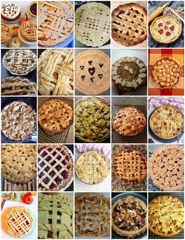 collage of pie crust design images