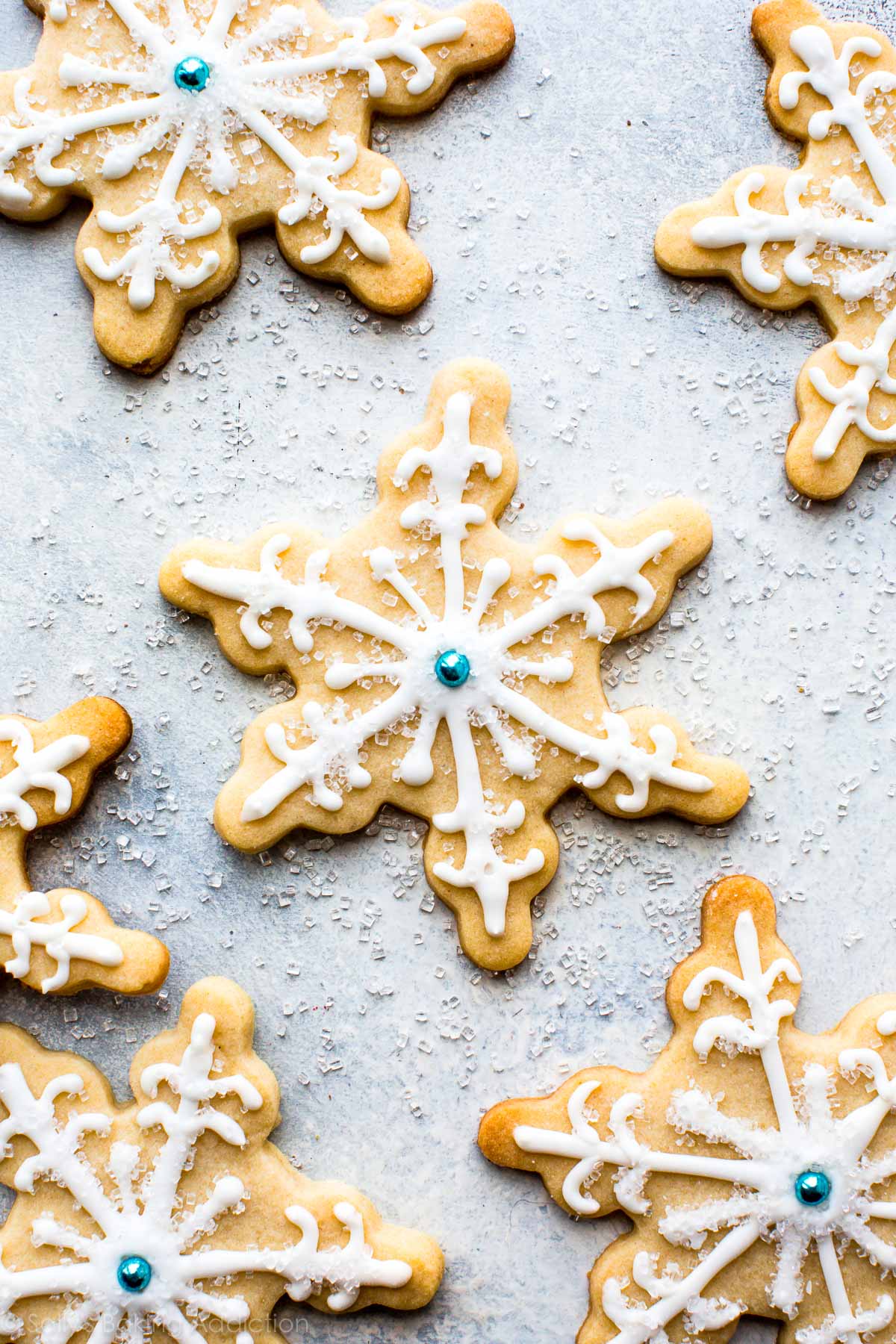 decorated snowflake sugar cookies