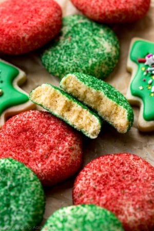 Christmas sugar cookies with red and green sprinkles