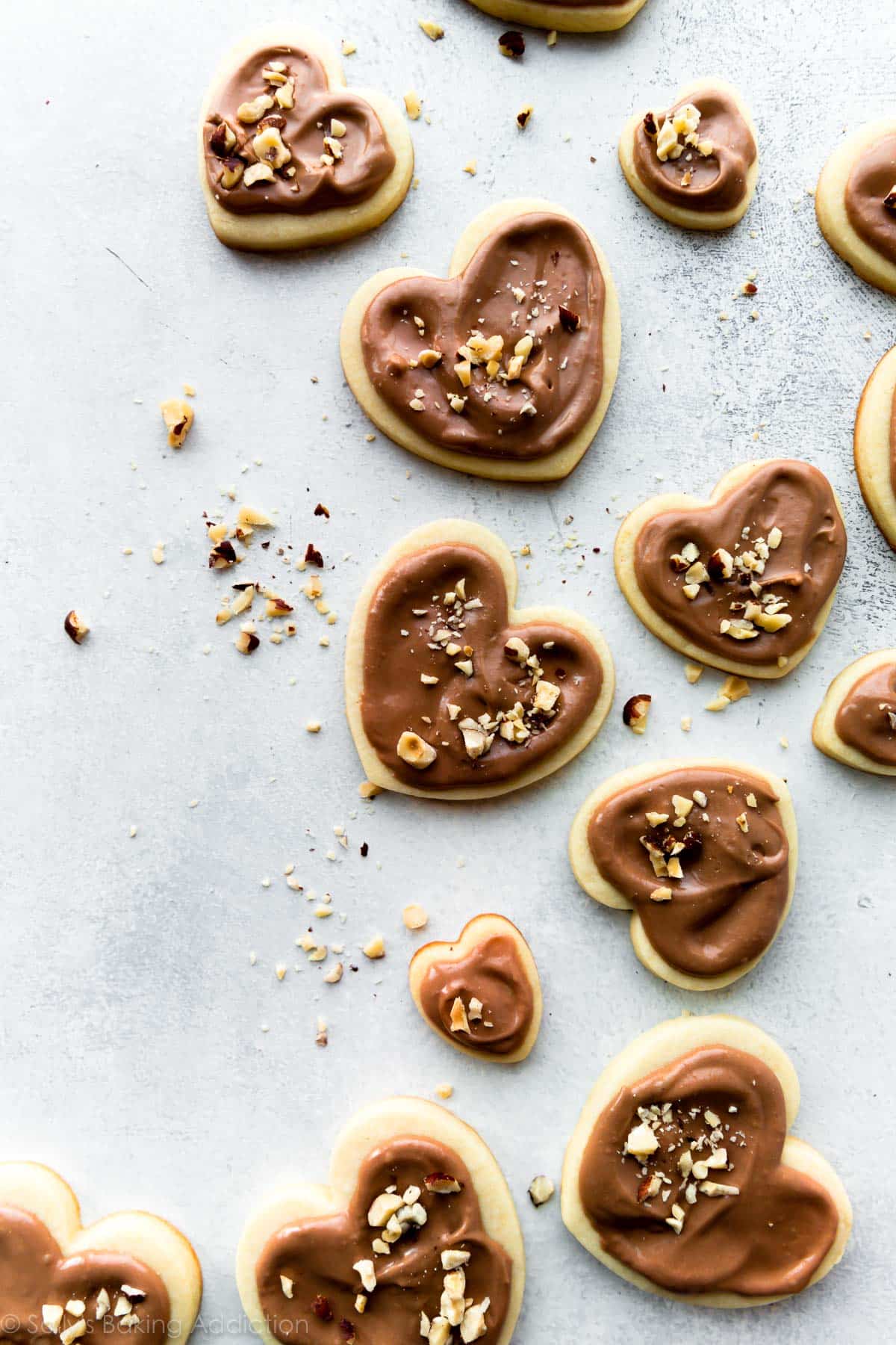 heart sugar cookies with Nutella glaze