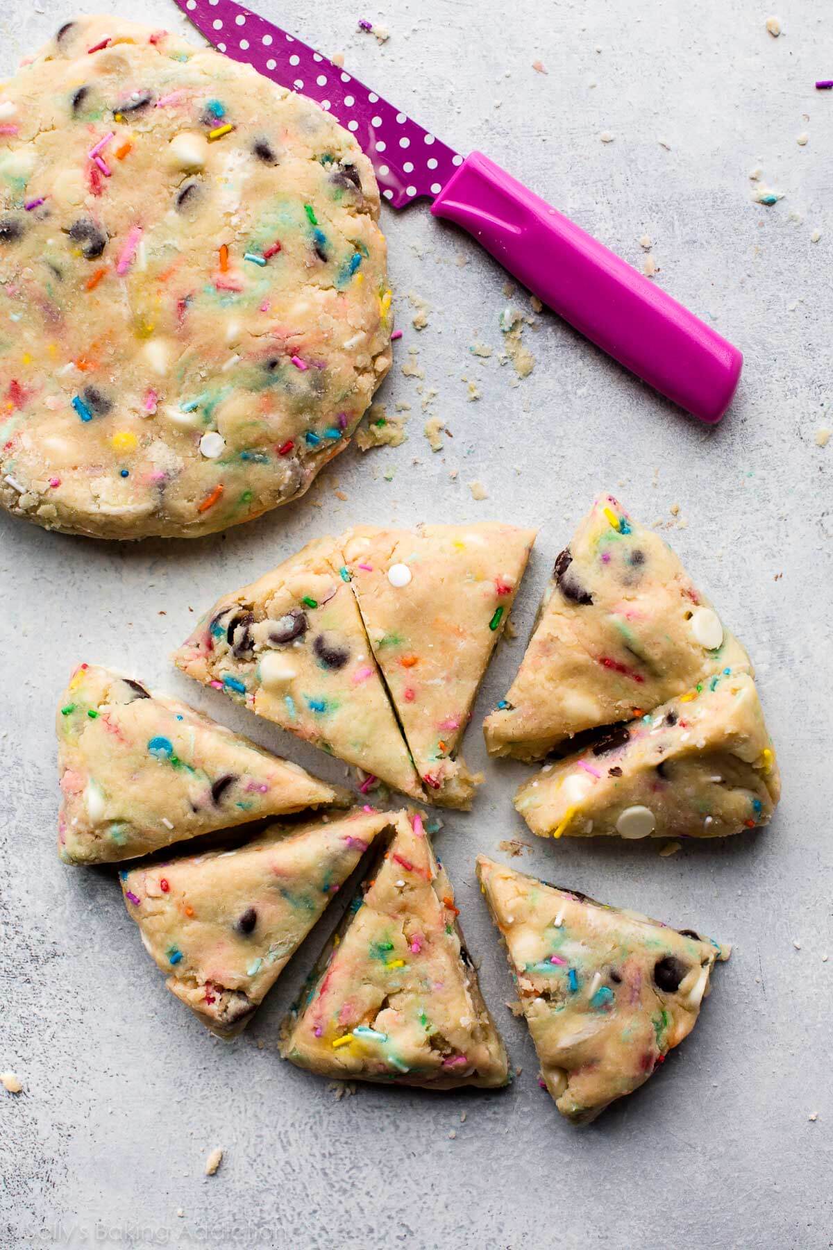 sprinkle scone dough cut into triangles
