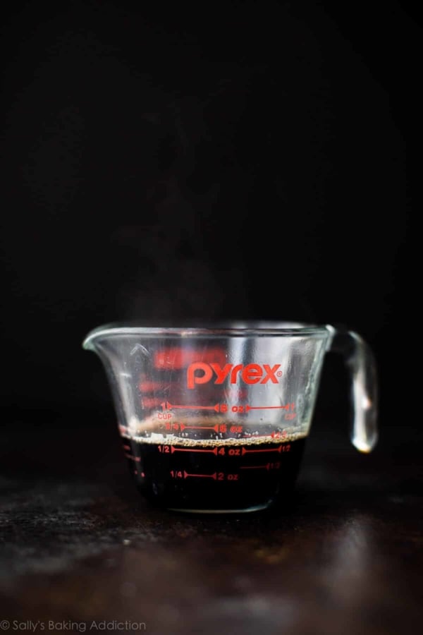 reduced Guinness in a glass measuring cup