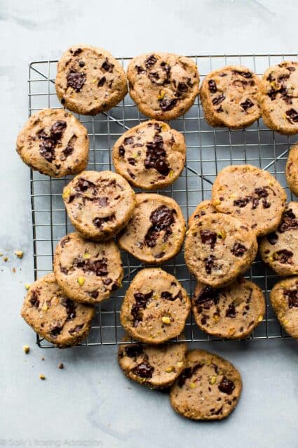 Salted Pistachio Chocolate Chunk Slice and Bake Cookies