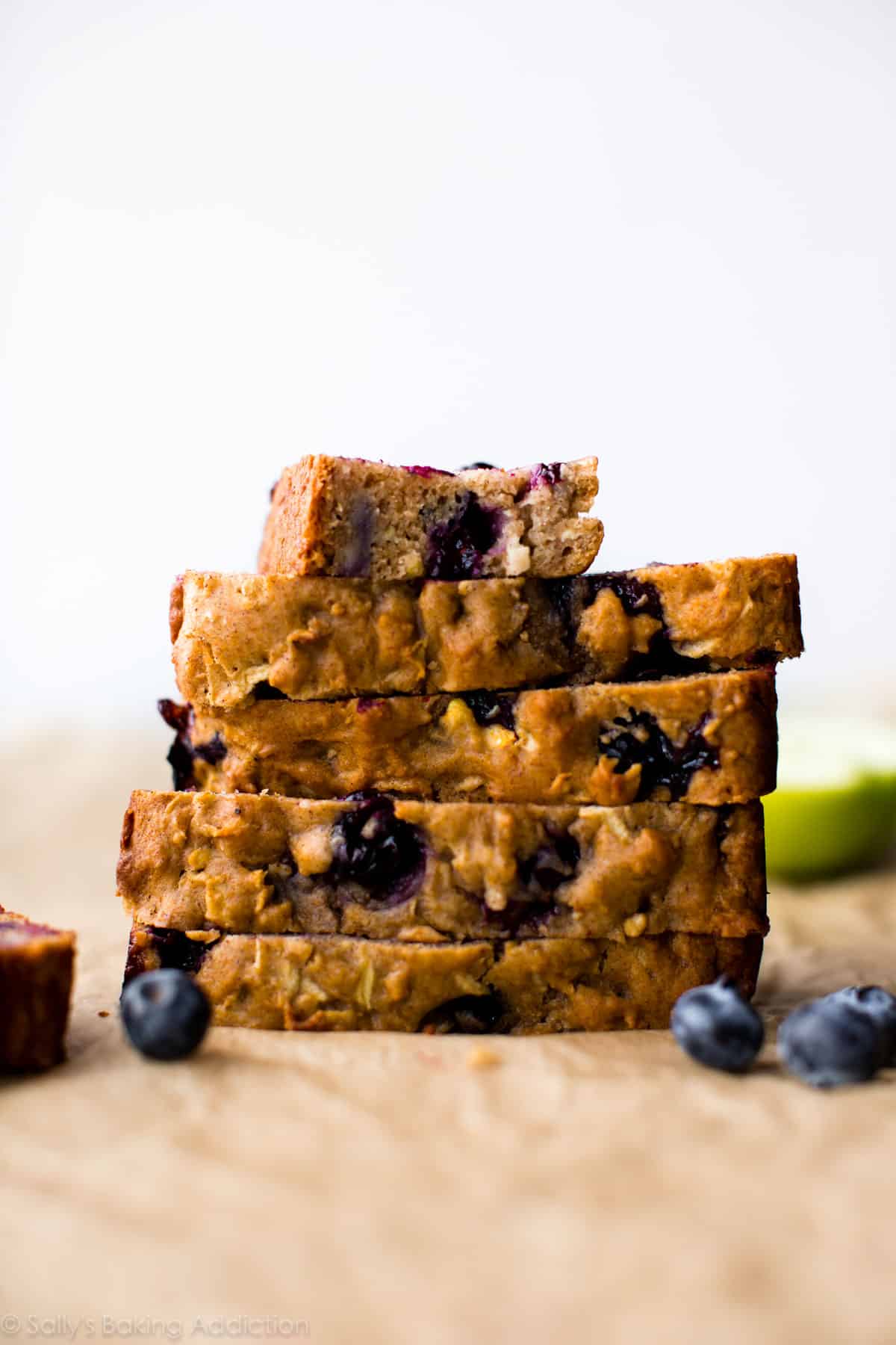 stack of healthy apple blueberry bread slices
