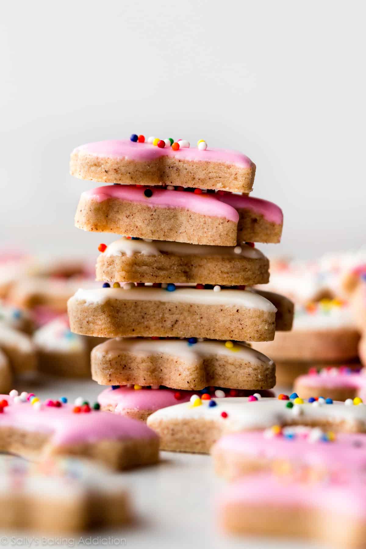 stack of animal cracker cookies with icing