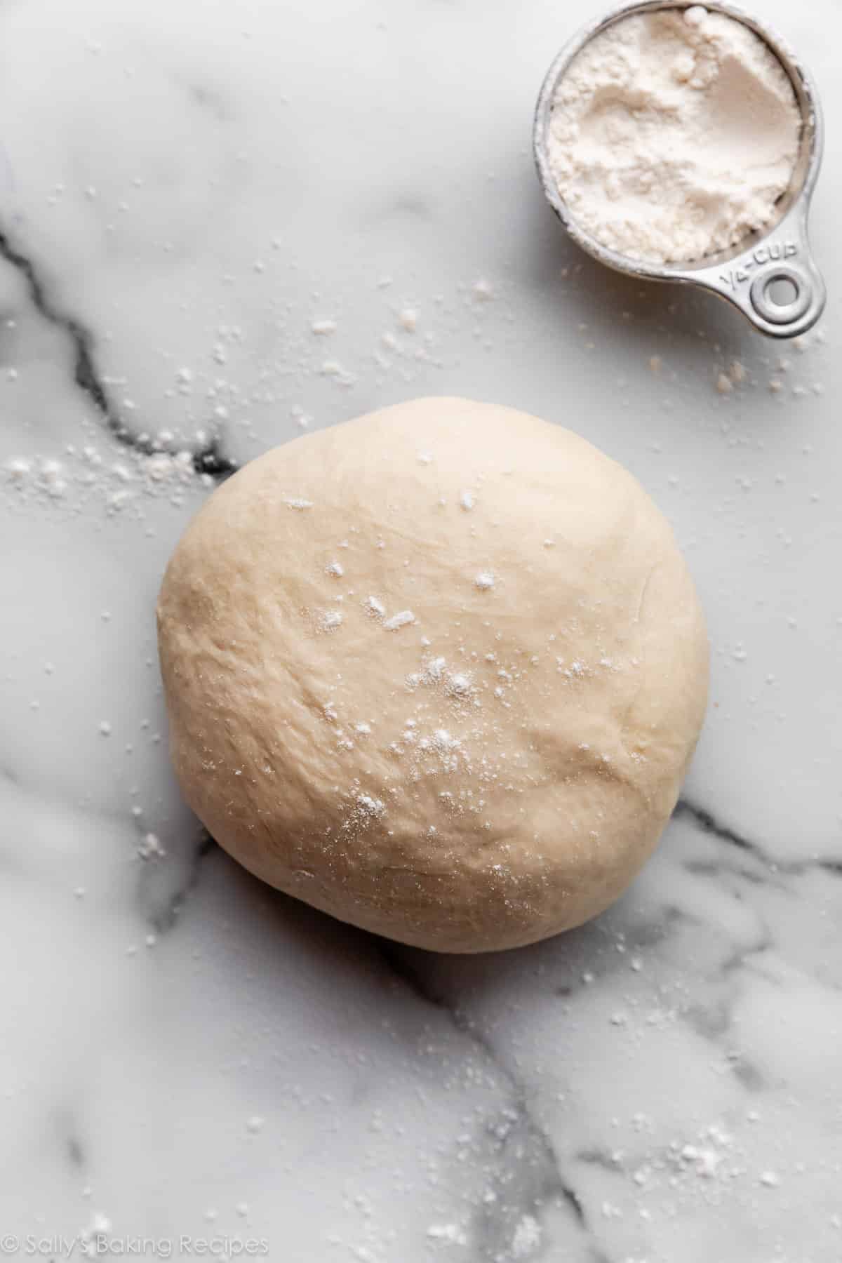 ball of dough on counter.