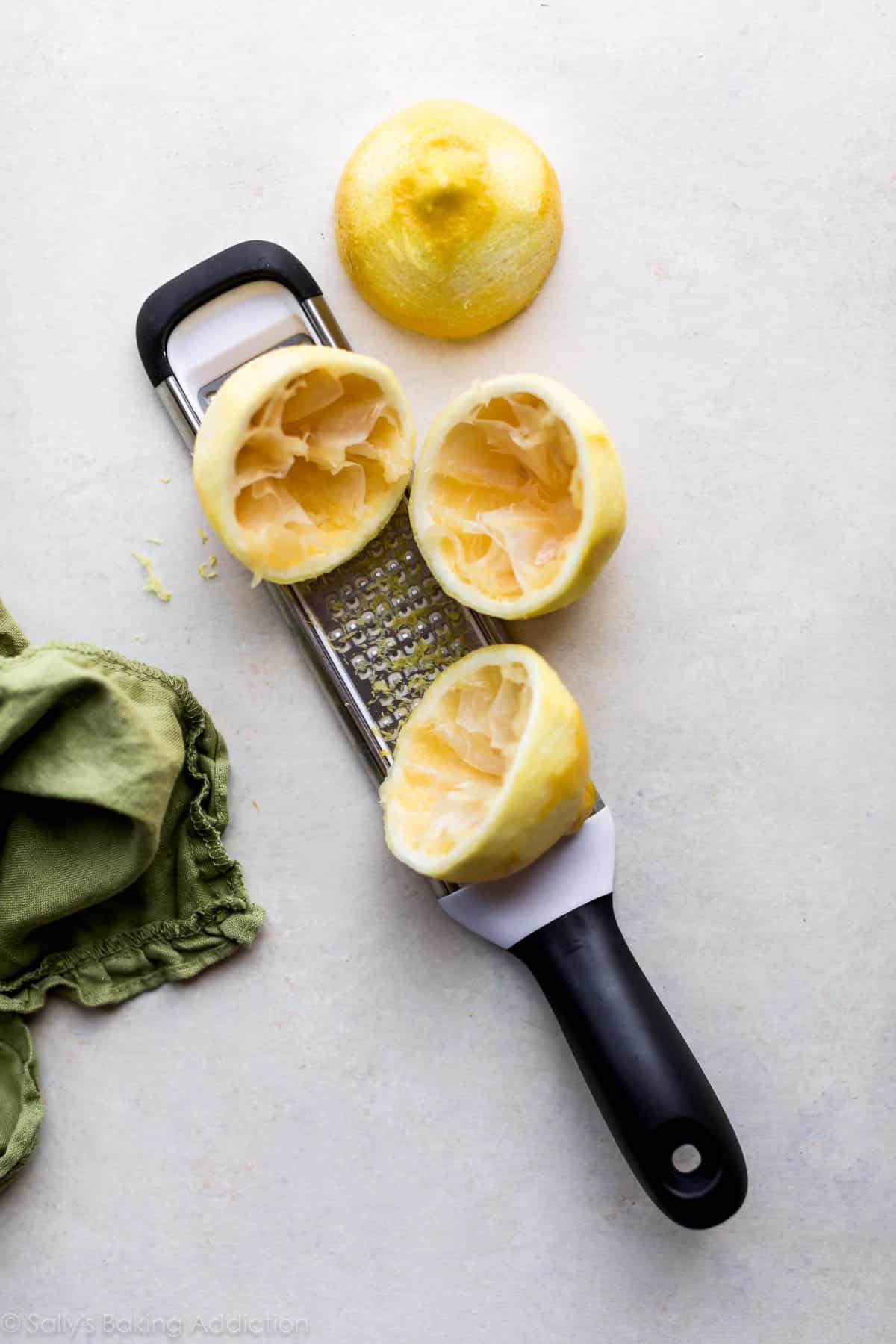 lemon halves with zester