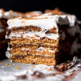 slice of no-bake s'mores cake