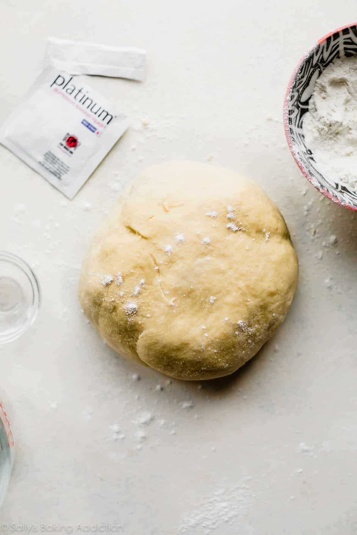 Dough in a round disc for raspberry danish twist bread