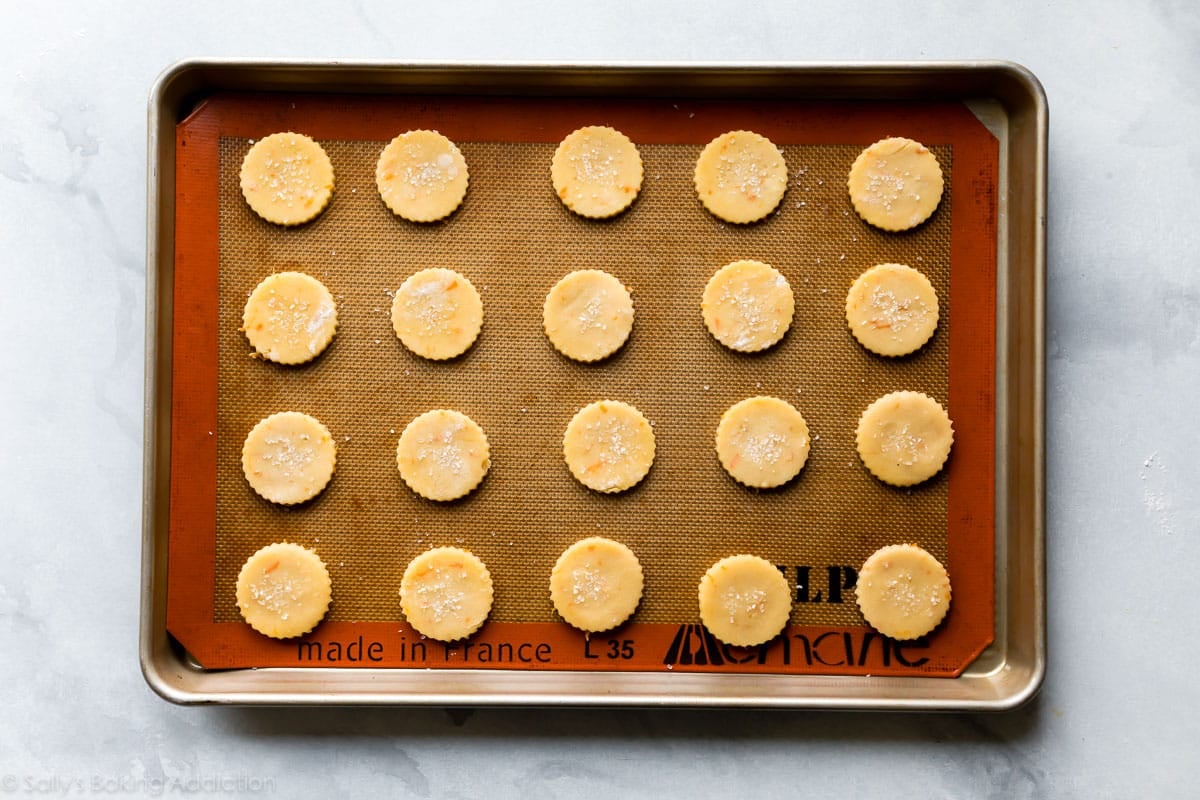 butter cookies on baking sheet before baking