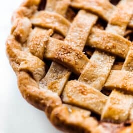 zoomed in image of lattice pie crust