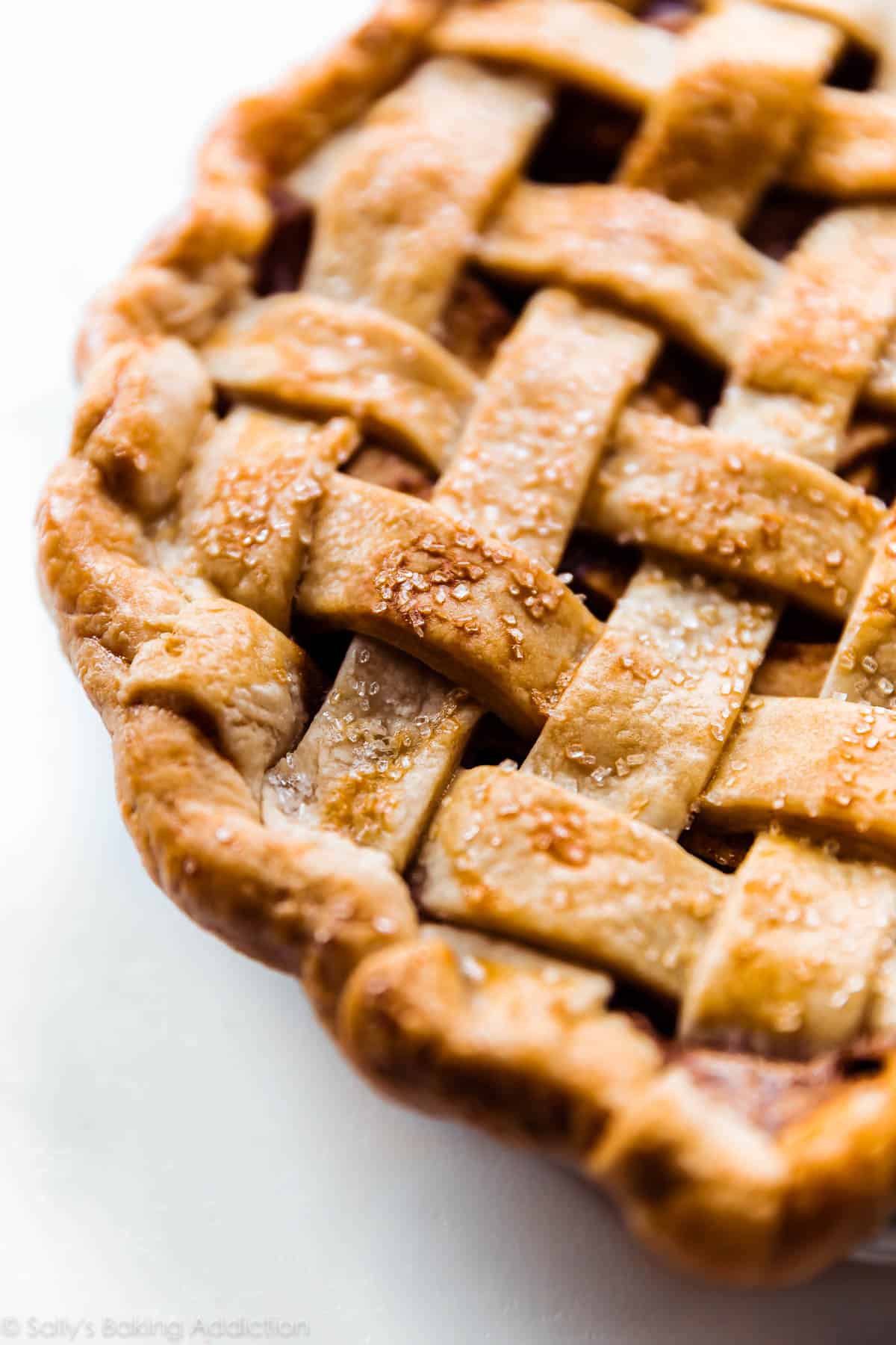 zoomed in image of lattice pie crust