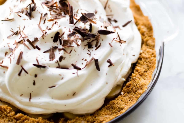 banoffee pie with whipped cream on top