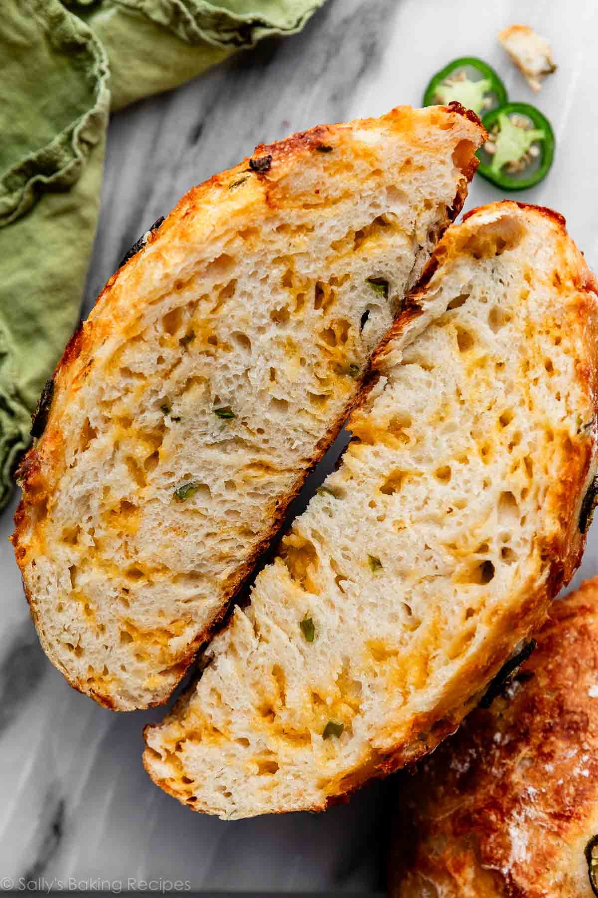 close-up of jalapeño cheddar cheese bread.