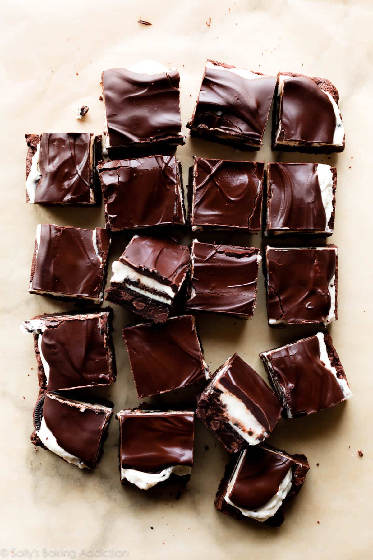 Cookies and cream Oreo brownies cut into squares