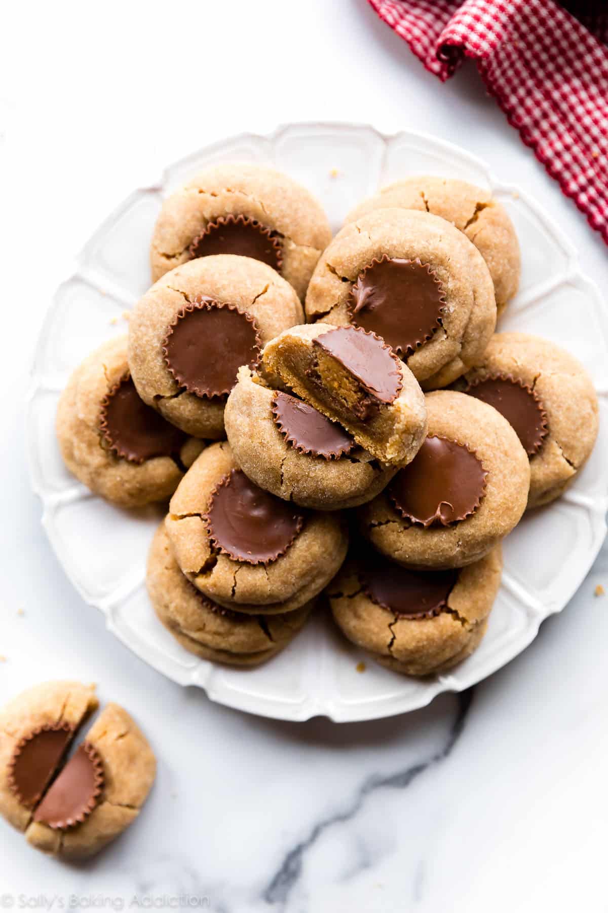 Reeses peanut butter cookies on a white plate
