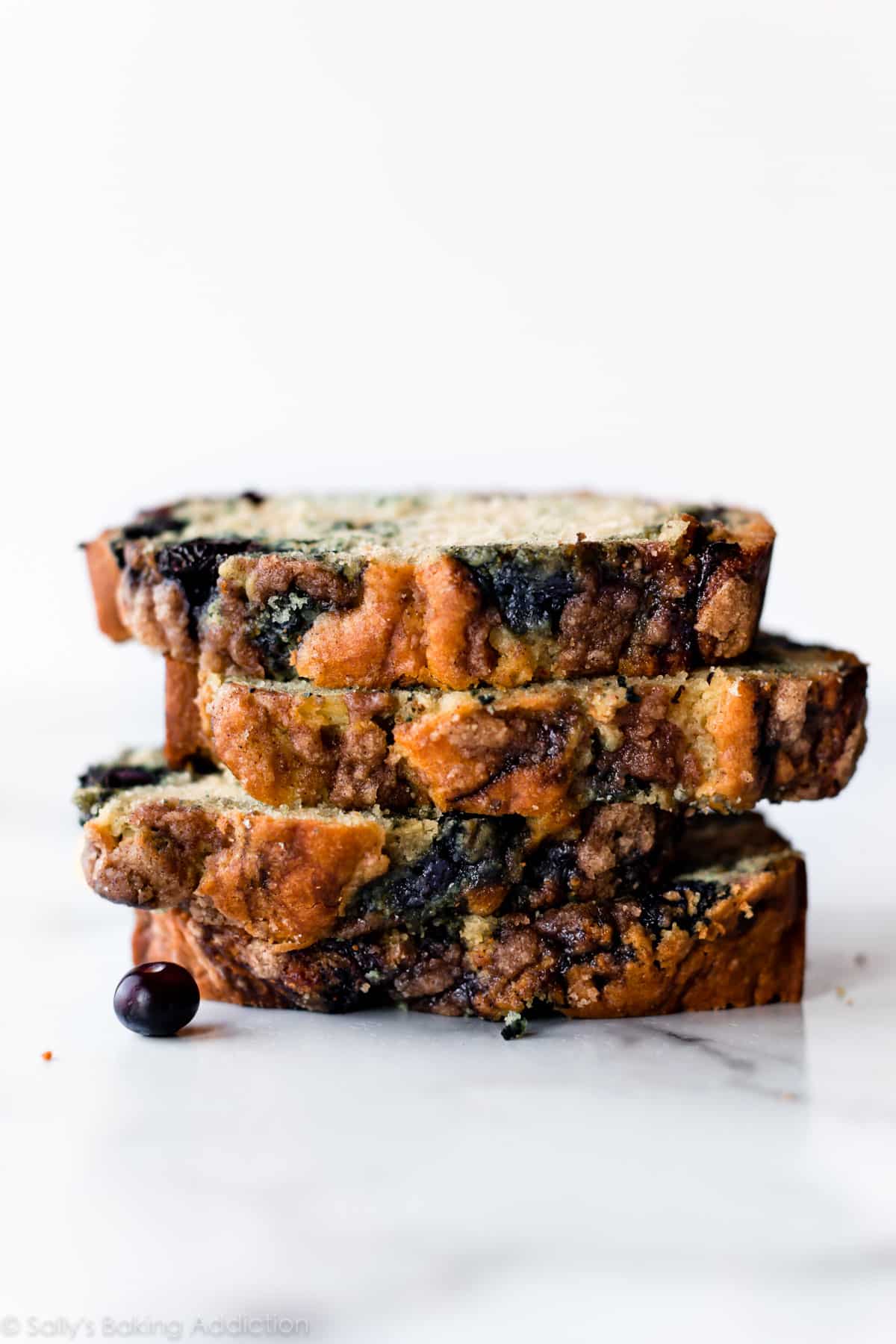 stack of blueberry muffin bread slices