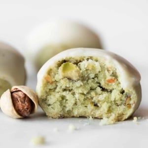 Pistachio cookie with inside showing