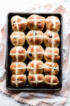 Hot cross buns in baking pan