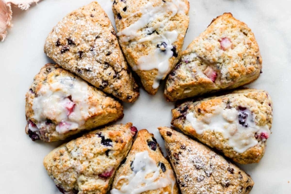 variety of scones forming a circle shape