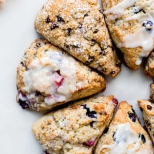 Mixed berry scones and chocolate chip scones