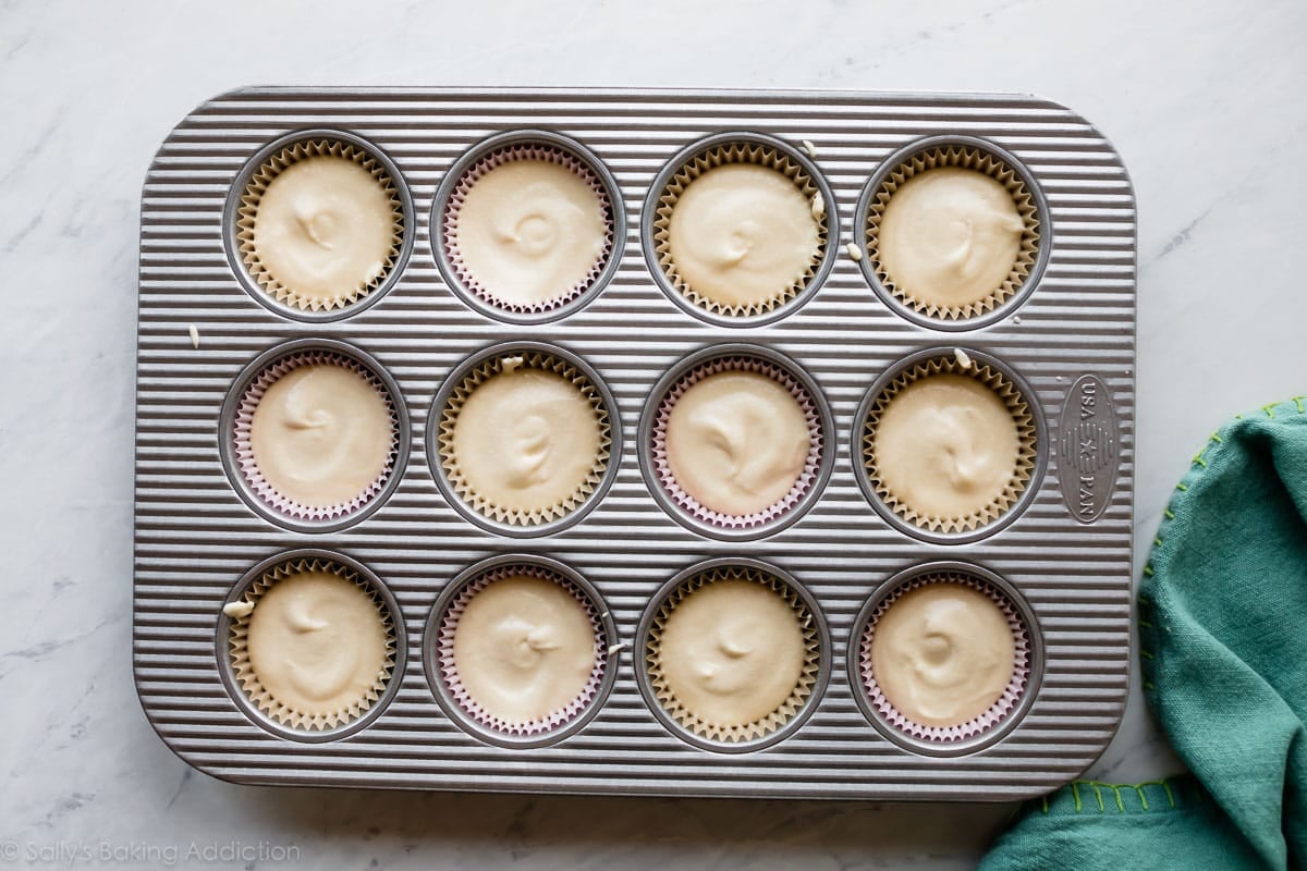 Cupcake batter in muffin pan