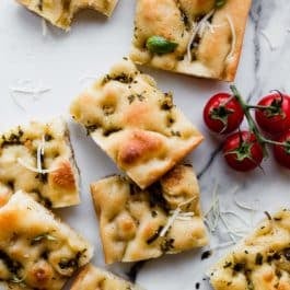 Garlic rosemary herb focaccia with parmesan cheese
