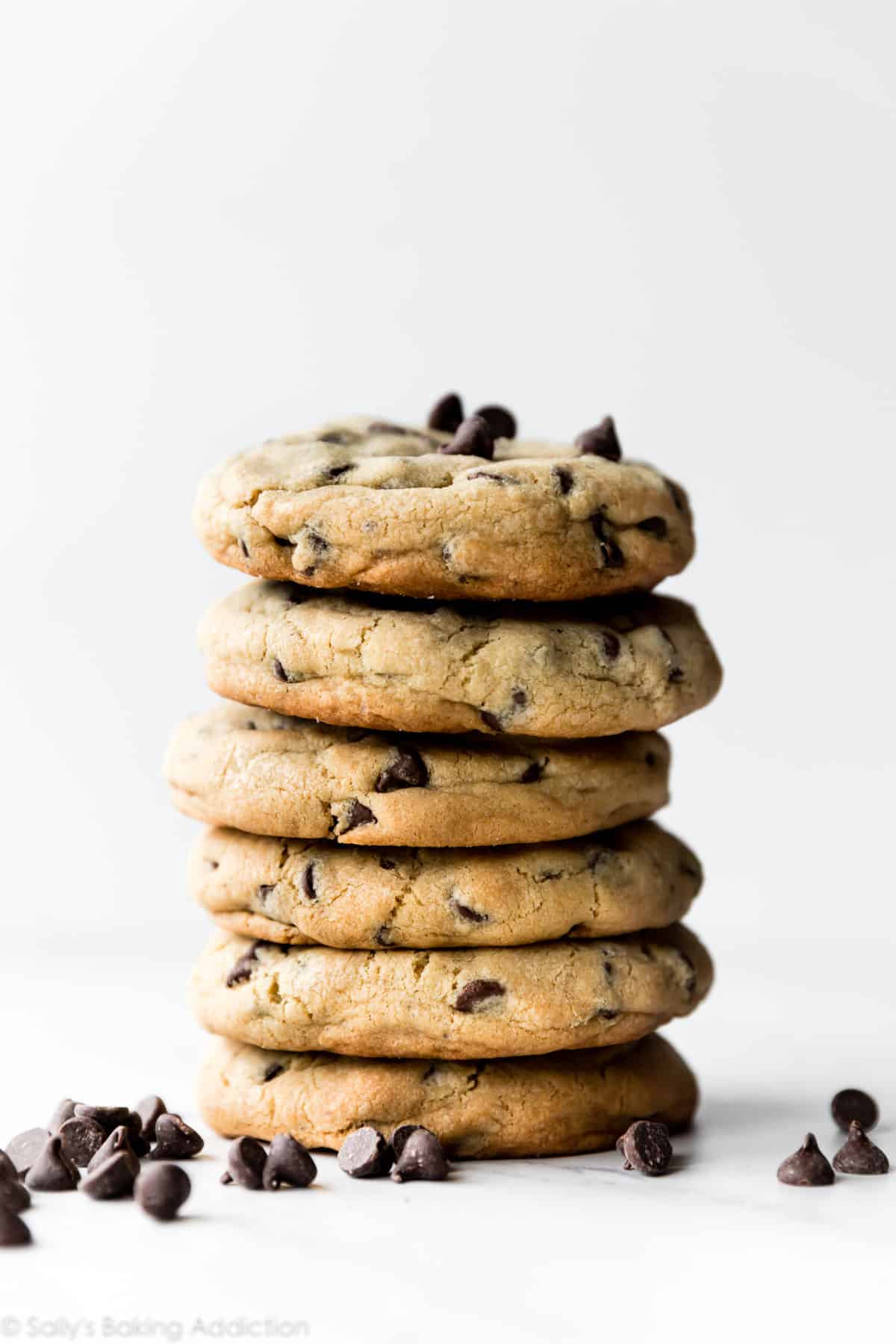 Stack of 6 giant chocolate chip cookies
