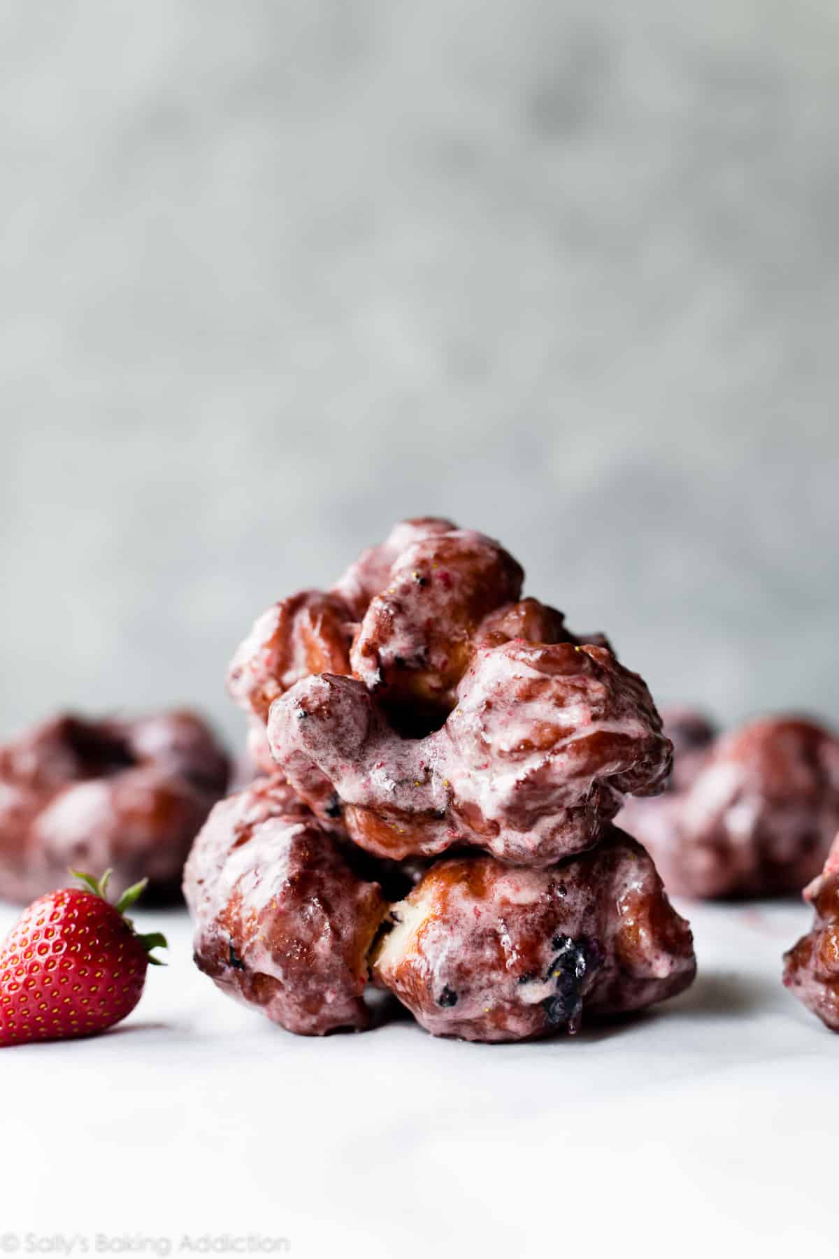 stack of homemade berry fritters