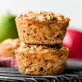 stack of apple cinnamon baked oatmeal cups