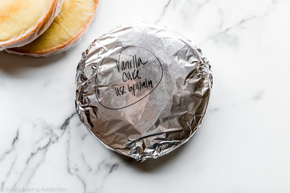 wrapped cake in foil for freezer
