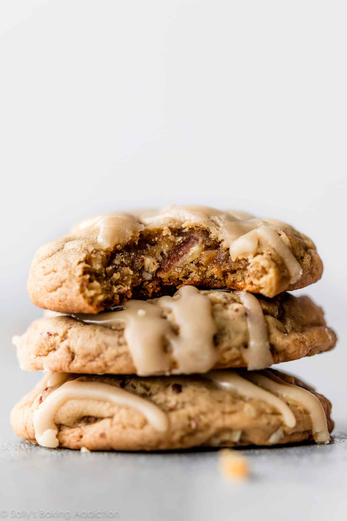 stack of maple cookies with maple icing